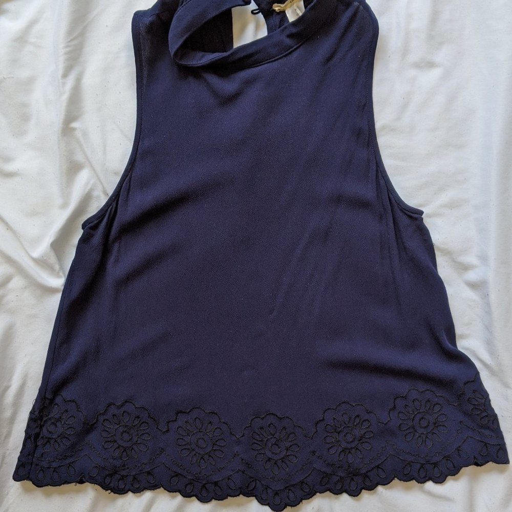 Navy Embroidered Blouse